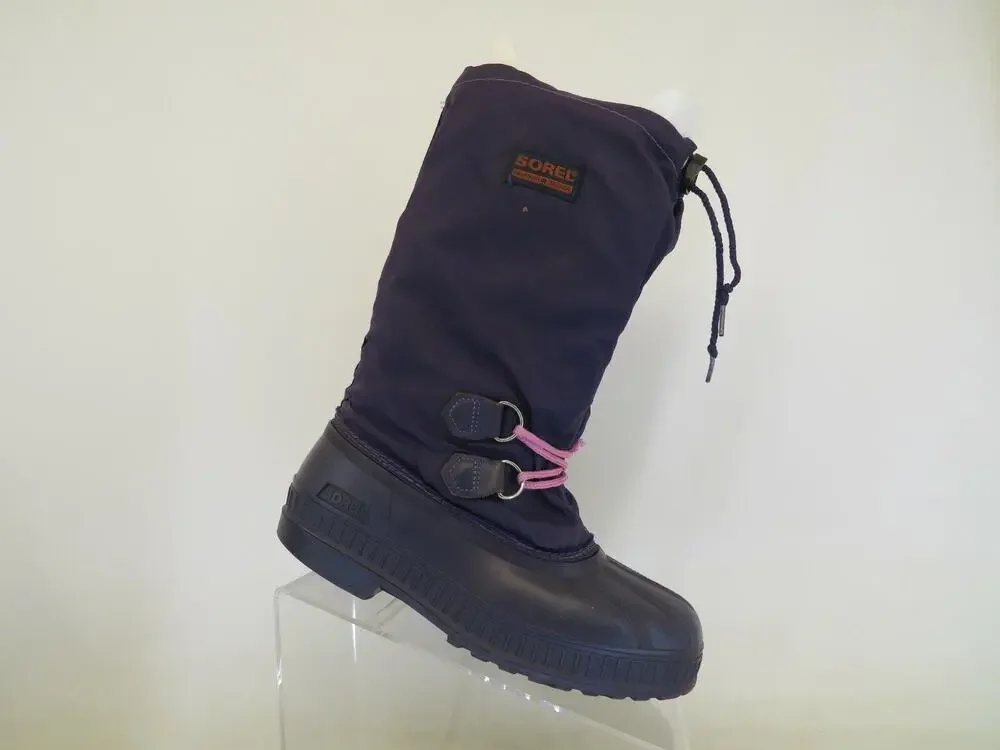 Sorel Purple Rubber Waterproof Insulated Laces Snow Boots Youth Size 5 D